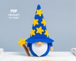 Crochet patterns Gnome Wizard, Crochet star gnome pattern, Gnome wizard amigurumi pattern, Crochet gnome pattern for home decor