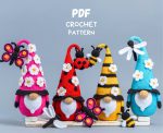 Crochet patterns Bundle: Crochet Gnomes with Bee, Ladybug, Butterfly, Dragonfly, Amigurumi pattern, Crochet gnome pattern and crochet flower - Image 6
