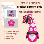Crochet patterns Gnome with Butterfly, Crochet butterfly pattern, Gnome amigurumi pattern, Crochet gnome pattern with crochet flowers - Image 2