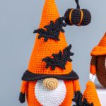 Crochet Halloween patterns Bundle: Crochet Halloween Gnomes with [umpkim and bat, Crochet keychain with bat, Crochet gnome with pumpkin - Image 2