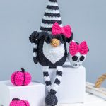 Crochet Halloween patterns Bundle: Crochet Halloween Gnome Witch, Crochet keychain skull, Crochet gnome with pumpkin, Amigurumi witch - Image 3