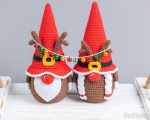 Christmas Crochet patterns Reindeer Gnomes and Christmas tree gnome, Crochet winter gnome pattern, Crochet Christmas ornaments pattern - Image 2