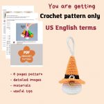 Crochet patterns gnome keychains with witch hat, Crochet Halloween ornaments, Crochet keychain pattern, Halloween amigurumi pattern - Image 2