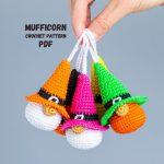 Crochet patterns gnome keychains with witch hat, Crochet Halloween ornaments, Crochet keychain pattern, Halloween amigurumi pattern
