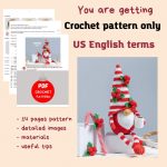 Crochet patterns Christmas gnome with candy cane, Christmas amigurumi gnome pattern, Crochet ornaments, Christmas crochet gnome pattern - Image 2