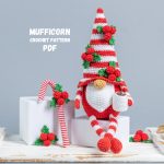 Crochet patterns Christmas gnome with candy cane, Christmas amigurumi gnome pattern, Crochet ornaments, Christmas crochet gnome pattern