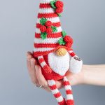 Crochet patterns Christmas gnome with candy cane, Christmas amigurumi gnome pattern, Crochet ornaments, Christmas crochet gnome pattern - Image 8