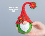 Crochet patterns Christmas gnome with poinsettia, Christmas amigurumi gnome pattern, Crochet winter gnome pattern, Christmas crochet gnome - Image 5