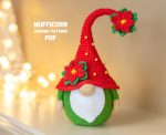 Crochet patterns Christmas gnome with poinsettia, Christmas amigurumi gnome pattern, Crochet winter gnome pattern, Christmas crochet gnome