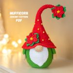 Crochet patterns Christmas gnome with poinsettia, Christmas amigurumi gnome pattern, Crochet winter gnome pattern, Christmas crochet gnome