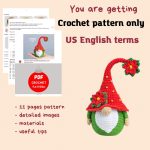 Crochet patterns Christmas gnome with poinsettia, Christmas amigurumi gnome pattern, Crochet winter gnome pattern, Christmas crochet gnome - Image 2