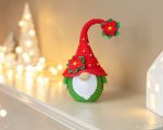Crochet patterns Christmas gnome with poinsettia, Christmas amigurumi gnome pattern, Crochet winter gnome pattern, Christmas crochet gnome - Image 4