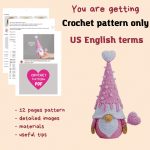 Crochet patterns gnome with crochet heart by Mufficorn, Crochet Valentine gnome pattern, Valentines day gnome crochet pattern, Crochet gift - Image 2