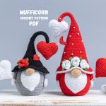 Crochet patterns bundle gnomes with crochet hearts, Crochet gnome amigurumi pattern, Crochet Valentine gnome pattern,  Crochet Valentines