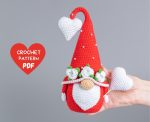 Crochet patterns bundle gnomes with crochet hearts, Crochet gnome amigurumi pattern, Crochet Valentine gnome pattern,  Crochet Valentines - Image 4