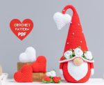 Crochet patterns bundle gnomes with crochet hearts, Crochet gnome amigurumi pattern, Crochet Valentine gnome pattern,  Crochet Valentines - Image 2