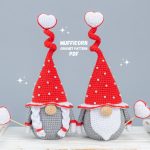 Crochet patterns gnomes in love by Mufficorn, Crochet gnome amigurumi pattern, Crochet valentine gnome patterns,Crochet heart and flowers