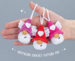 Crochet patterns Mufficorn keychain gnome with crochet heart, Crochet keychain amigurumi pattern, Crochet Valentines day angel pattern