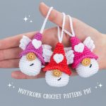 Crochet patterns Mufficorn keychain gnome with crochet heart, Crochet keychain amigurumi pattern, Crochet Valentines day angel pattern
