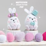 Crochet patterns Easter bunnies ans crochet egg pattern, Amigurumi bunny pattern, Mufficorn crochet pattern, Easter amigurumi pattern