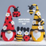 Crochet patterns Gnome Ladybug, Bee Gnome & crochet Easter eggs,  Gnome amigurumi pattern, Crochet Easter gnome pattern with crochet flowers