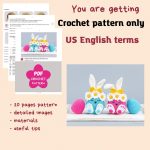 Crochet patterns Easter bunny, Crochet bunny amigurumi pattern, Easter amigurumi bunny pattern with crochet flower, Crochet animals - Image 2