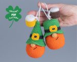 Crochet patterns Irish gnomes, St Patricks day crochet gnomes amigurumi patterns, Crochet beer keychain pattern,  Fathers day crochet gift - Image 3