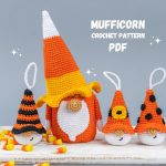 Halloween Crochet amigurumi patterns bundle Gnome candy corn and crochet keychains, Halloween crochet keychain gnome amigurumi pattern