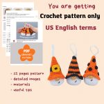Halloween Crochet amigurumi patterns bundle Gnome candy corn and crochet keychains, Halloween crochet keychain gnome amigurumi pattern - Image 4