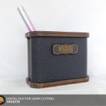 Laser Cut Pencil Holder: Faux Leatherette Desk Organizer (SVG, PDF, CDR)