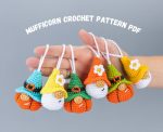 Crochet patterns bundle Halloween amigurumi gnome keychains, Crochet pumpkin keychain gnome pattern, Halloween crochet pattern