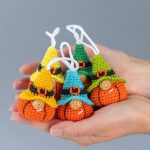 Crochet patterns bundle Halloween amigurumi gnome keychains, Crochet pumpkin keychain gnome pattern, Halloween crochet pattern - Image 9