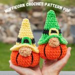 Crochet patterns Plush Halloween amigurumi gnome pumpkin, Crochet pumpkin keychain gnome pattern, Halloween crochet pattern