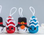 Crochet patterns Christmas tree and Snowman gnome, Christmas crochet gnome ornaments amigurumi pattern, Crochet winter gnome patterns - Image 3