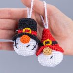 Amigurumi Crochet patterns by Mufficorn, Christmas ornaments: Snowman gnome, Santa gnome, Christmas crochet keychain amigurumi pattern - Image 5