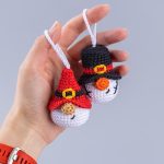 Amigurumi Crochet patterns by Mufficorn, Christmas ornaments: Snowman gnome, Santa gnome, Christmas crochet keychain amigurumi pattern - Image 3