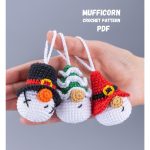 Crochet patterns  Christmas ornaments: Snowman gnome, Santa gnome & Christmas tree, Christmas crochet keychain amigurumi pattern