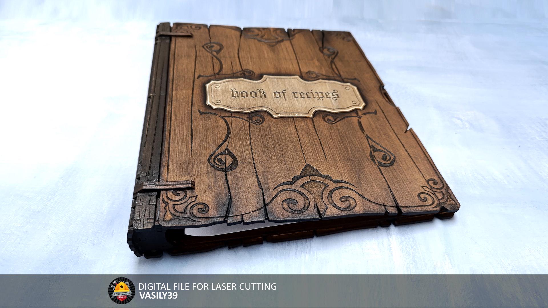 il_fullxfull.6485443200_3loh.jpg A4 Wooden Binder Laser Cut File: Recipe Book SVG, PDF, CDR - Image 1