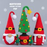 Crochet patterns Christmas tree in a pot and  Santa gnomes , Christmas amigurumi pattern, Crochet Christmas gnome ornaments, Holiday gnome