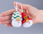 Amigurumi crochet patterns by Mufficorn, Christmas ornaments:  Santa gnome & Christmas tree, Christmas crochet keychain amigurumi pattern - Image 3