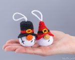 Amigurumi Crochet patterns by Mufficorn, Christmas ornaments: Snowman gnome, Santa gnome, Christmas crochet keychain amigurumi pattern - Image 2