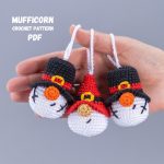 Amigurumi Crochet patterns by Mufficorn, Christmas ornaments: Snowman gnome, Santa gnome, Christmas crochet keychain amigurumi pattern