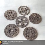 Coaster set 00239. Laser cut files SVG, PDF, CDR Digital product