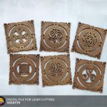Coaster set 00238. Laser cut files SVG, PDF, CDR Digital product