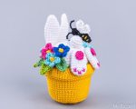 Crochet patterns Easter bunny in a pot of flowers, Crochet bunny amigurumi pattern, Crochet Easter decor pattern, Crochet animals pattern - Image 3