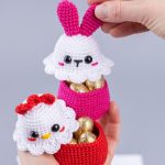 Crochet patterns Easter bunny Egg cozy & Crochet Chicken Candy bowl, Crochet animals Amigurumi pattern, Amigurumi bunny easy crochet pattern - Image 2