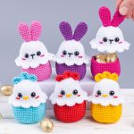 Crochet patterns Easter bunny Egg cozy & Crochet Chicken Candy bowl, Crochet animals Amigurumi pattern, Amigurumi bunny easy crochet pattern - Image 3