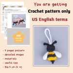 Crochet pattern Bee, Amigurumi pattern bee keychain, Crochet bumble bee pattern, Crochet animals amigurumi pattern, Bee ornament  pattern - Image 2