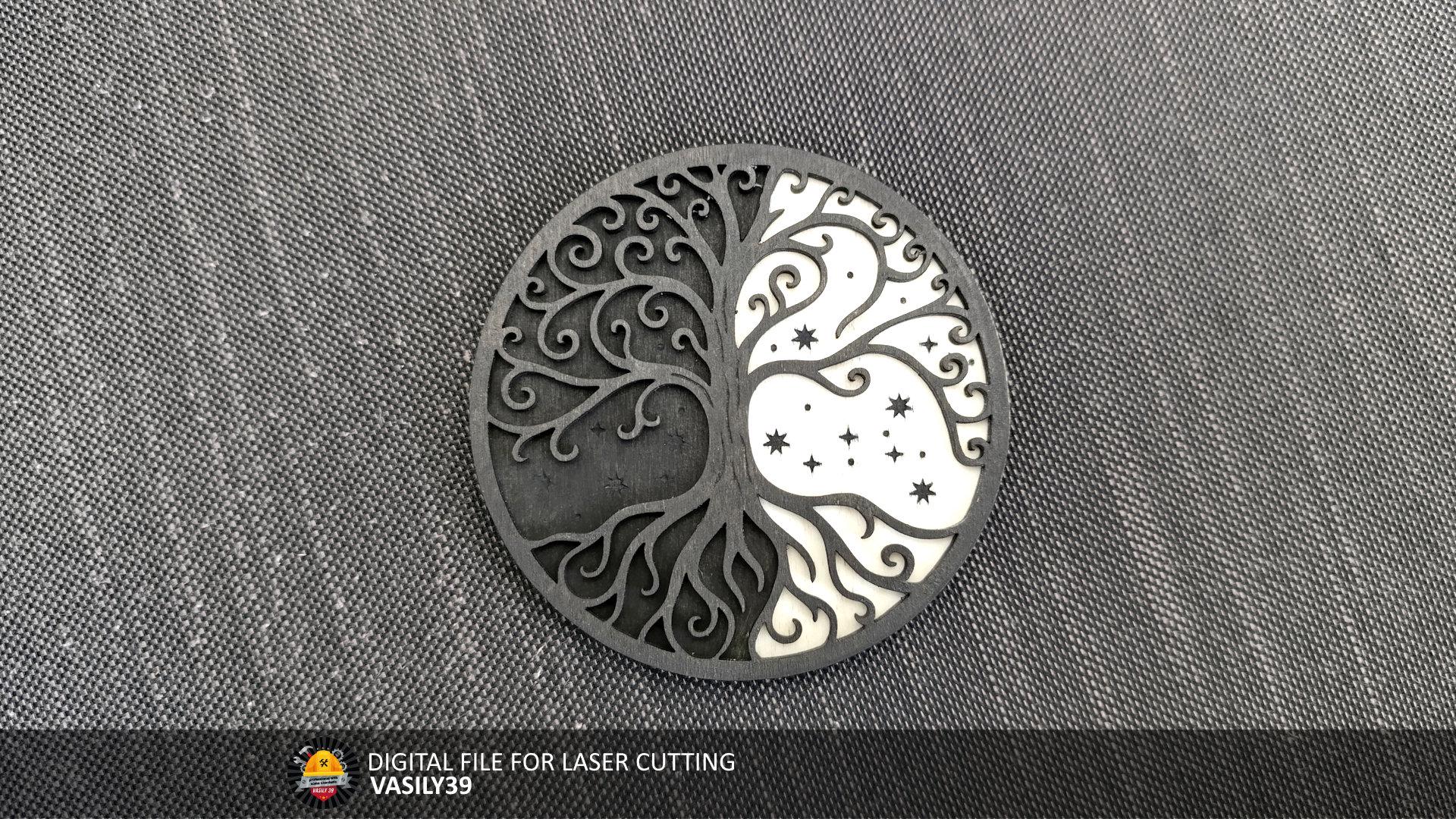 il_fullxfull.6889497746_2ffv.jpg Coaster 00254. Laser cut files SVG, PDF, CDR Digital product - Image 1