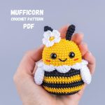 Crochet patterns bundle: amigurumi bee keychains & Crochet bee gnome, Crochet pattern bumble bee car hanger, Crochet animals pattern - Image 5